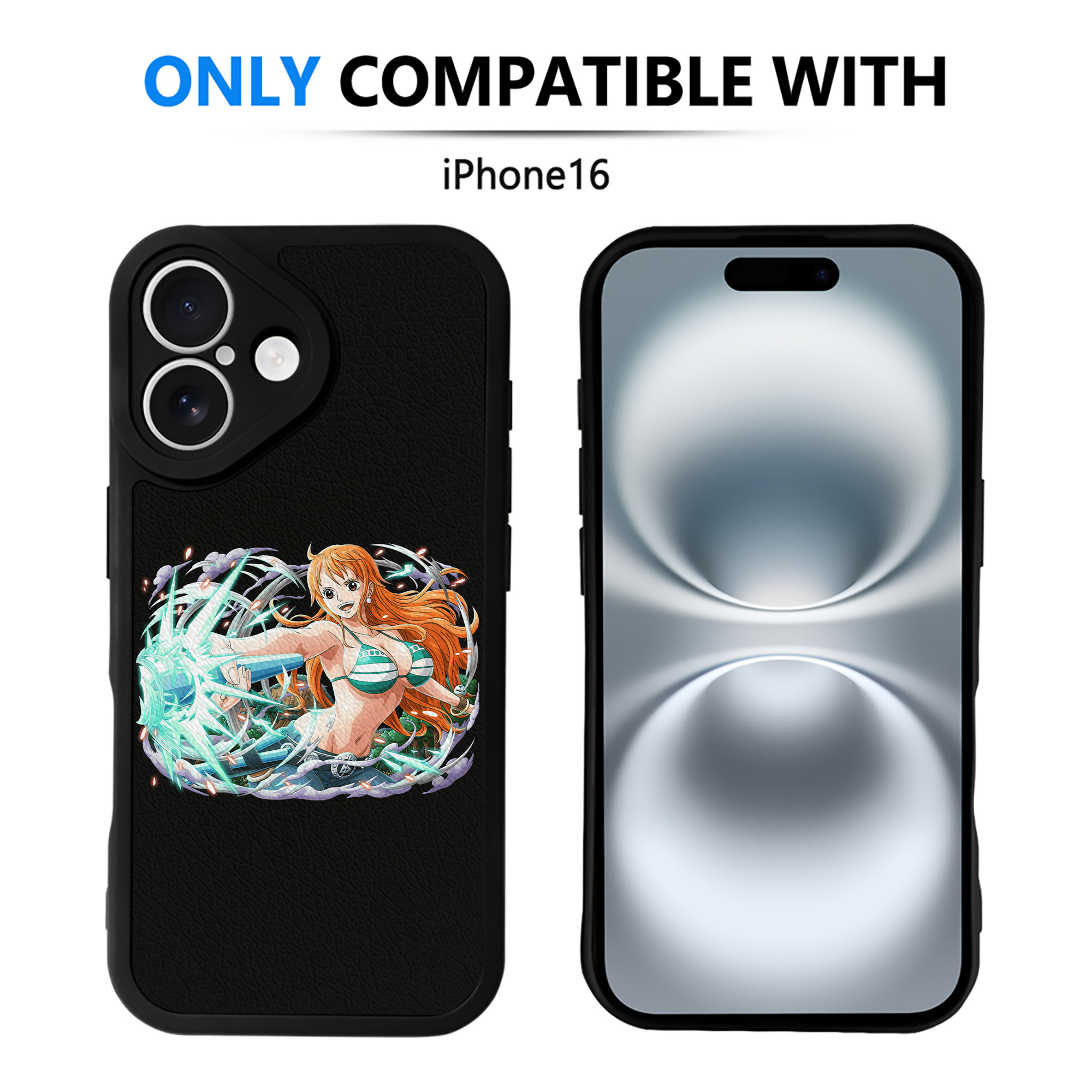 （画像用） ワンピース ナミ ONE PIECE Nami 【iPhone 16シリーズ対応】シリコンスマホケース（レザー調） 材質：シリコン